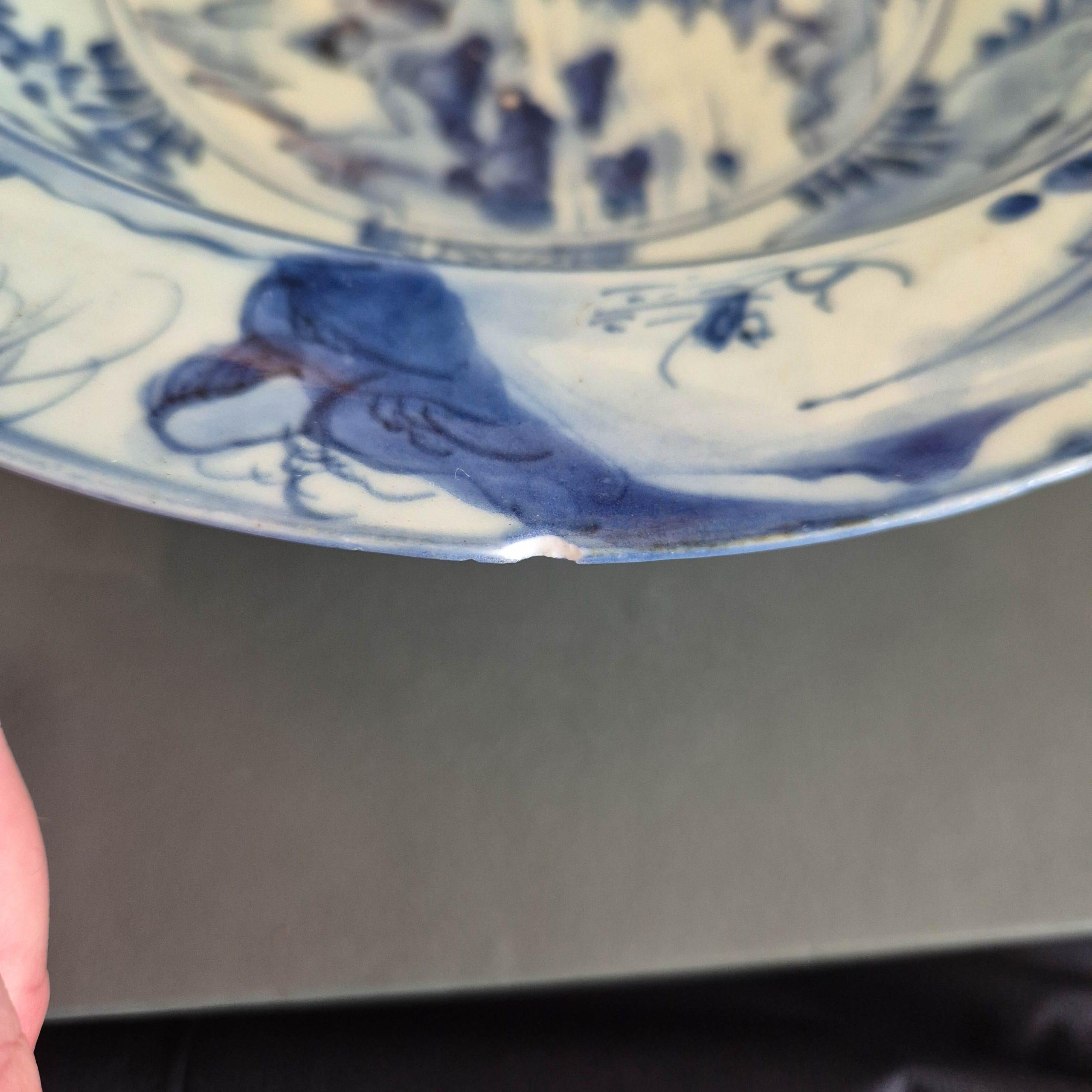 27CM LARGE Wanli Antike Ming Periode Chinesisch Porzellan Kraak Klapmuts im Angebot 13