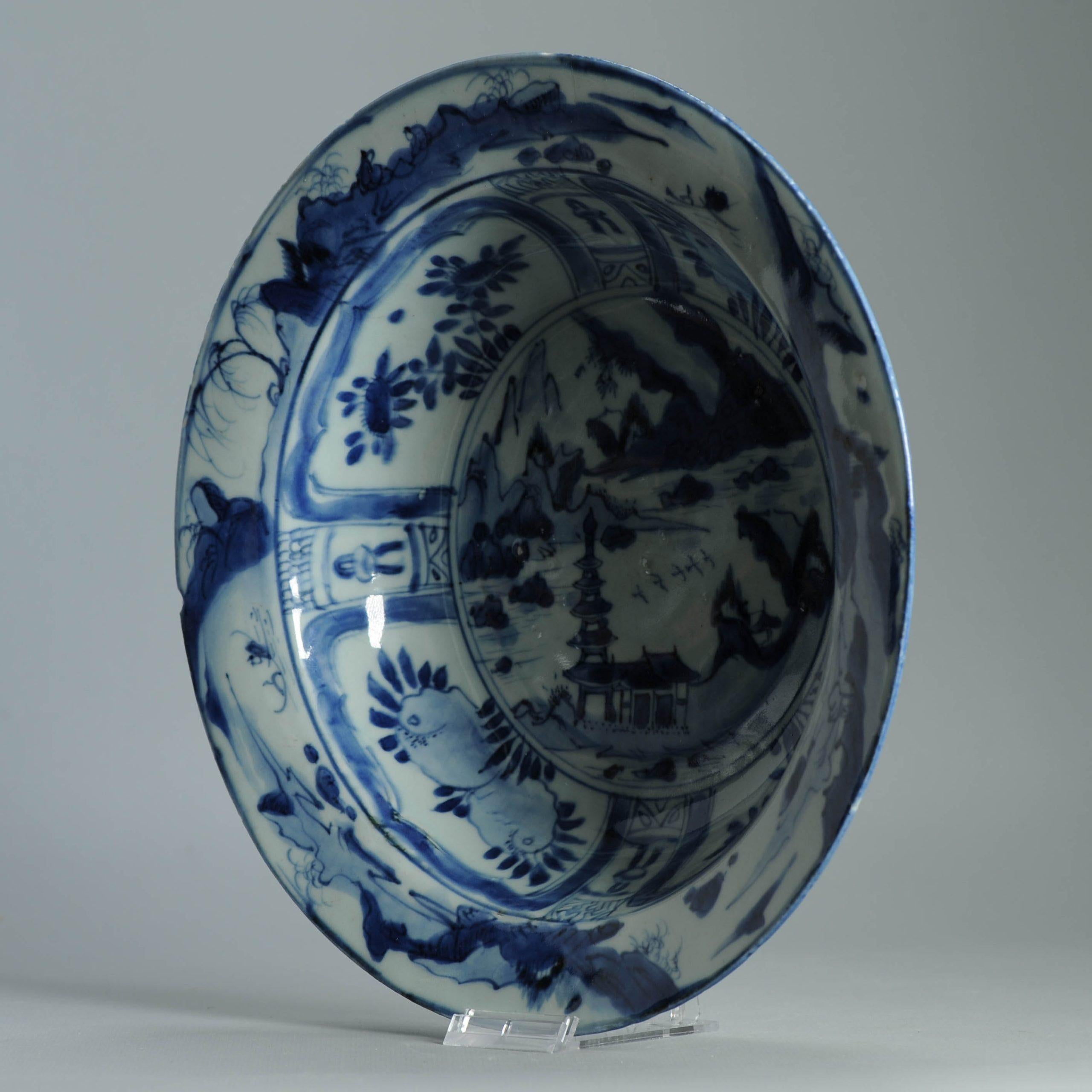 27CM LARGE Wanli Antike Ming Periode Chinesisch Porzellan Kraak Klapmuts (Ming-Dynastie) im Angebot