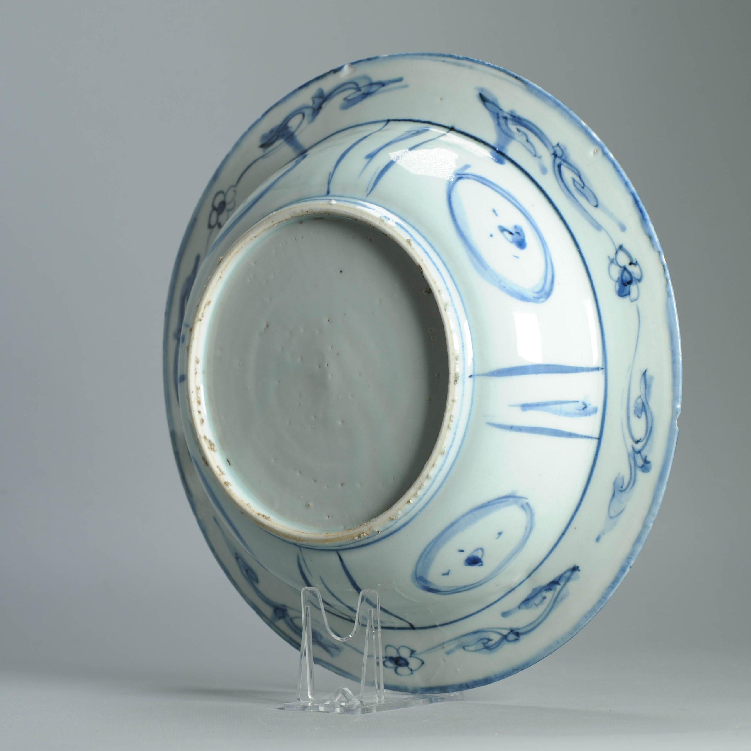 27CM LARGE Wanli Antike Ming Periode Chinesisch Porzellan Kraak Klapmuts im Zustand „Gut“ im Angebot in Amsterdam, Noord Holland