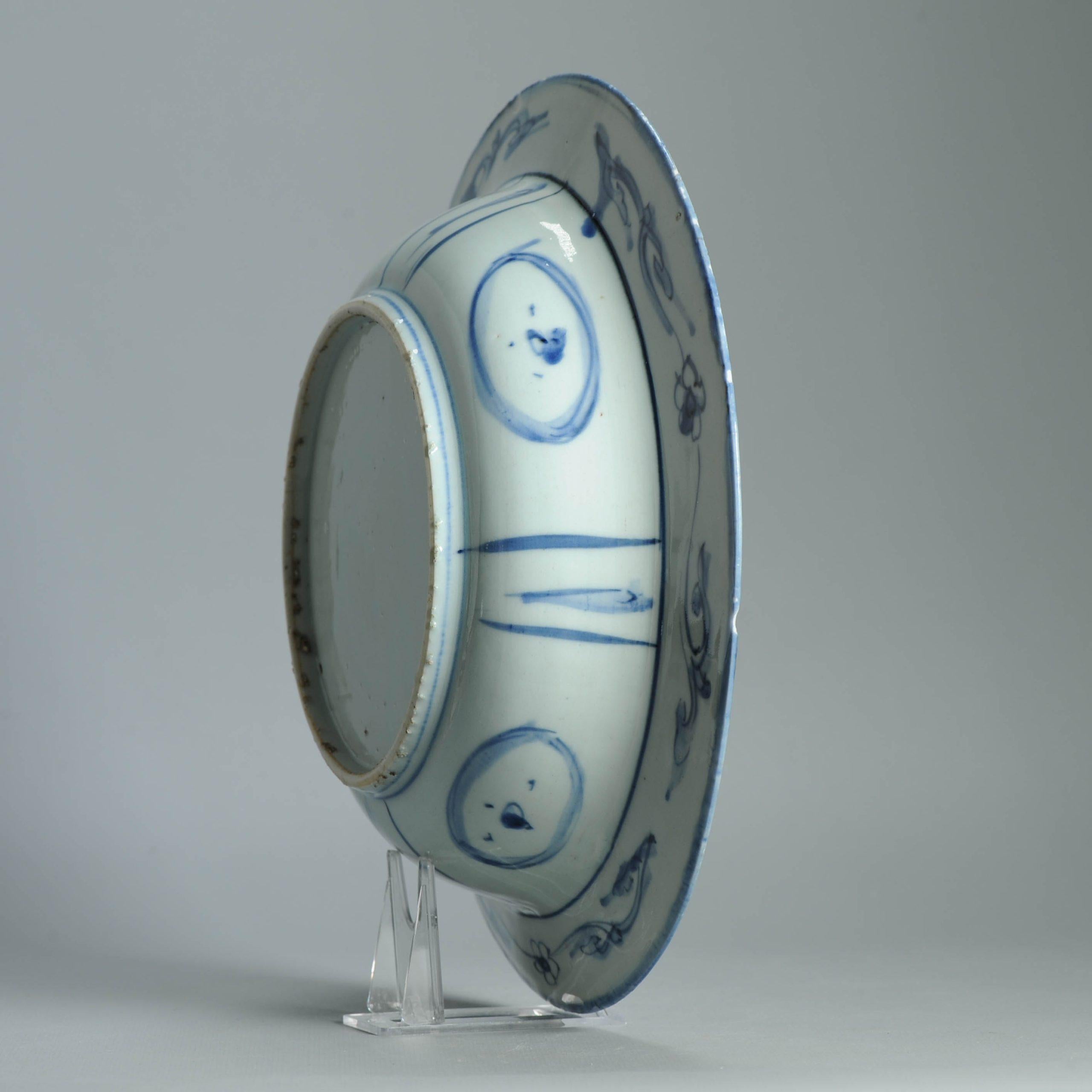 27CM LARGE Wanli Antike Ming Periode Chinesisch Porzellan Kraak Klapmuts (18. Jahrhundert und früher) im Angebot