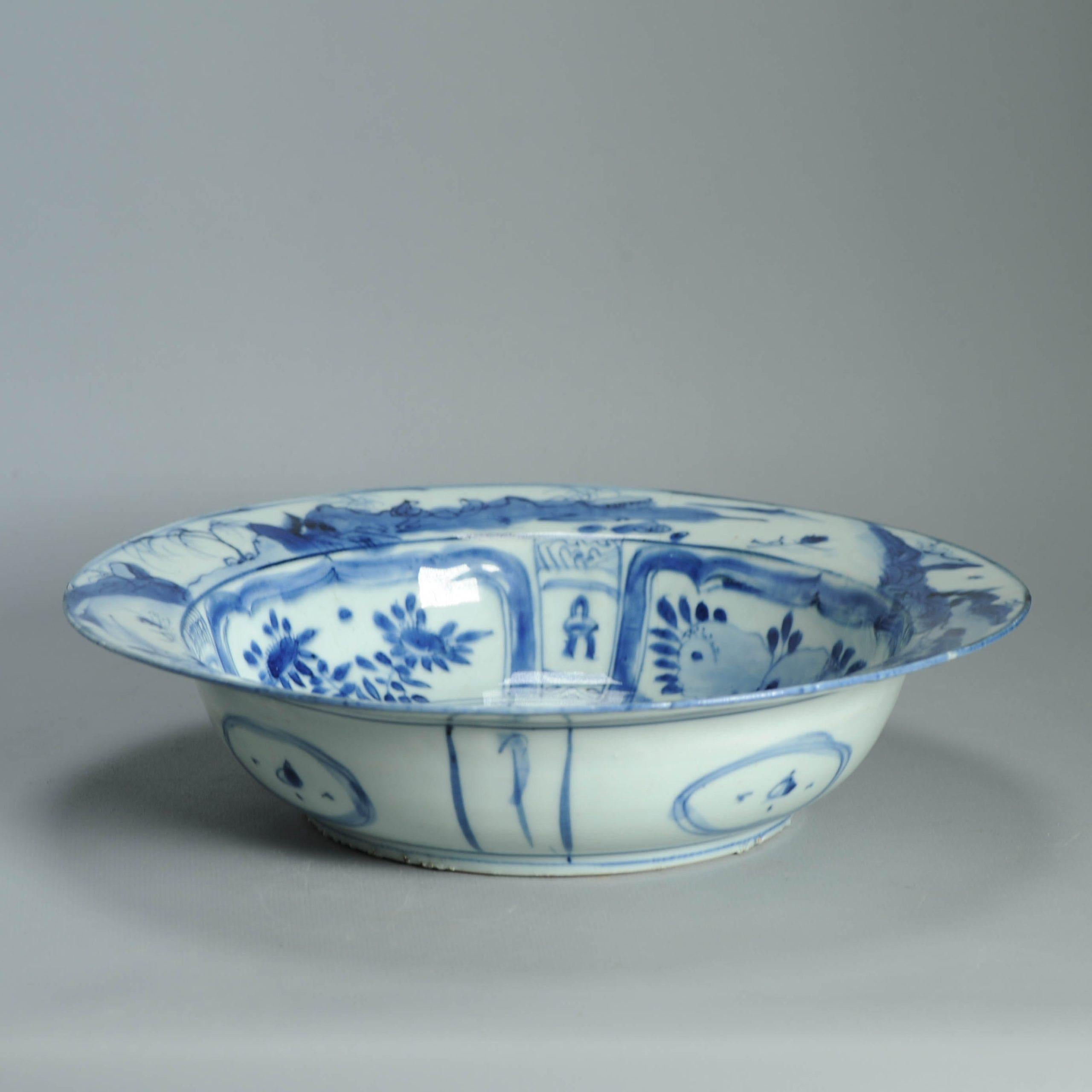 27CM LARGE Wanli Antike Ming Periode Chinesisch Porzellan Kraak Klapmuts im Angebot 1