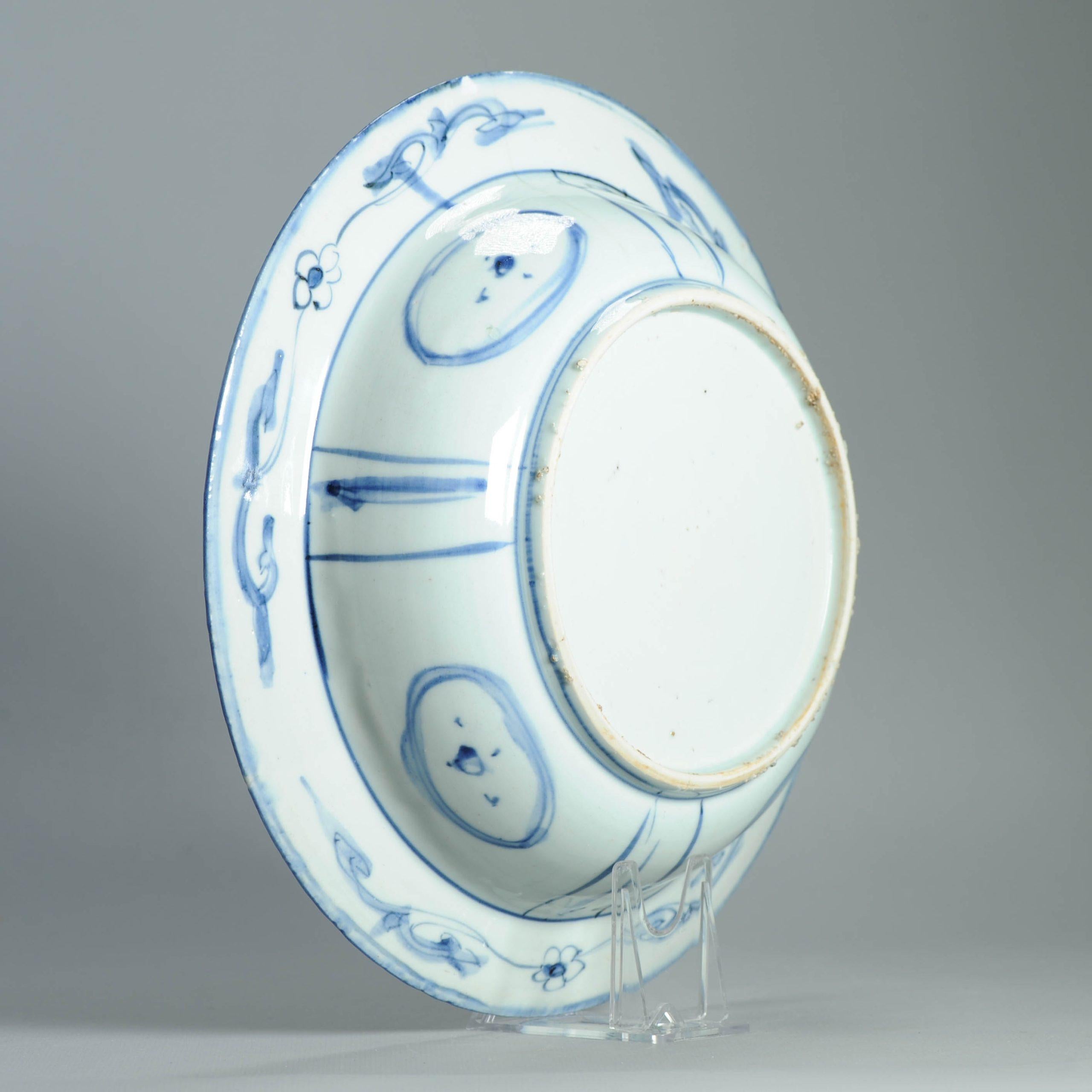 27CM LARGE Wanli Antike Ming Periode Chinesisch Porzellan Kraak Klapmuts im Angebot 2