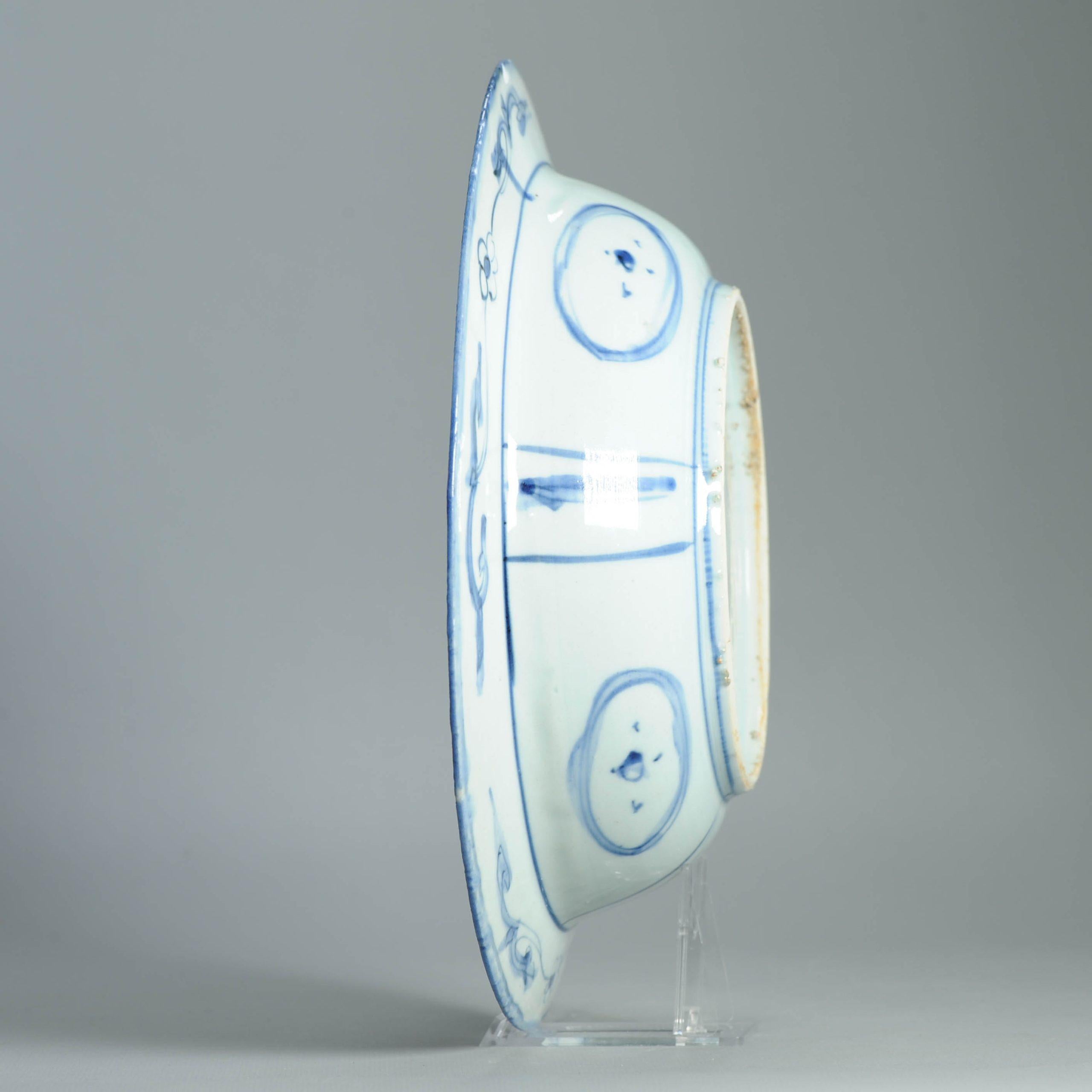 27CM LARGE Wanli Antike Ming Periode Chinesisch Porzellan Kraak Klapmuts im Angebot 4