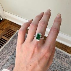 2.8ct Chrome Tourmaline Ring w Earth Mined Diamonds in Solid 14K Gold EM 11x6mm