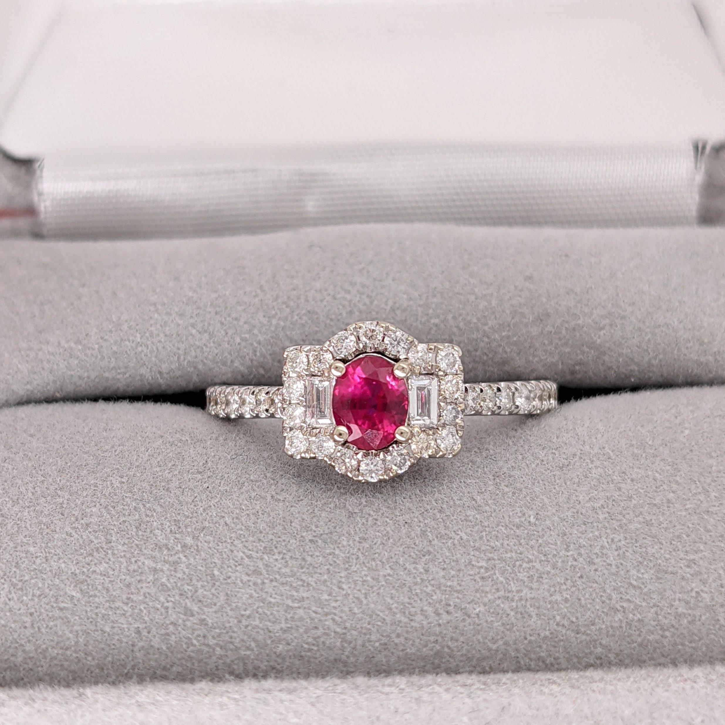 2.7ct Mozambique Ruby Ring w Earth Mined Diamonds in Solid 14k Gold Oval 5x4mm For Sale 1