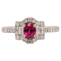2.7ct Mozambique Ruby Ring w Earth Mined Diamonds in Solid 14k Gold Oval 5x4mm