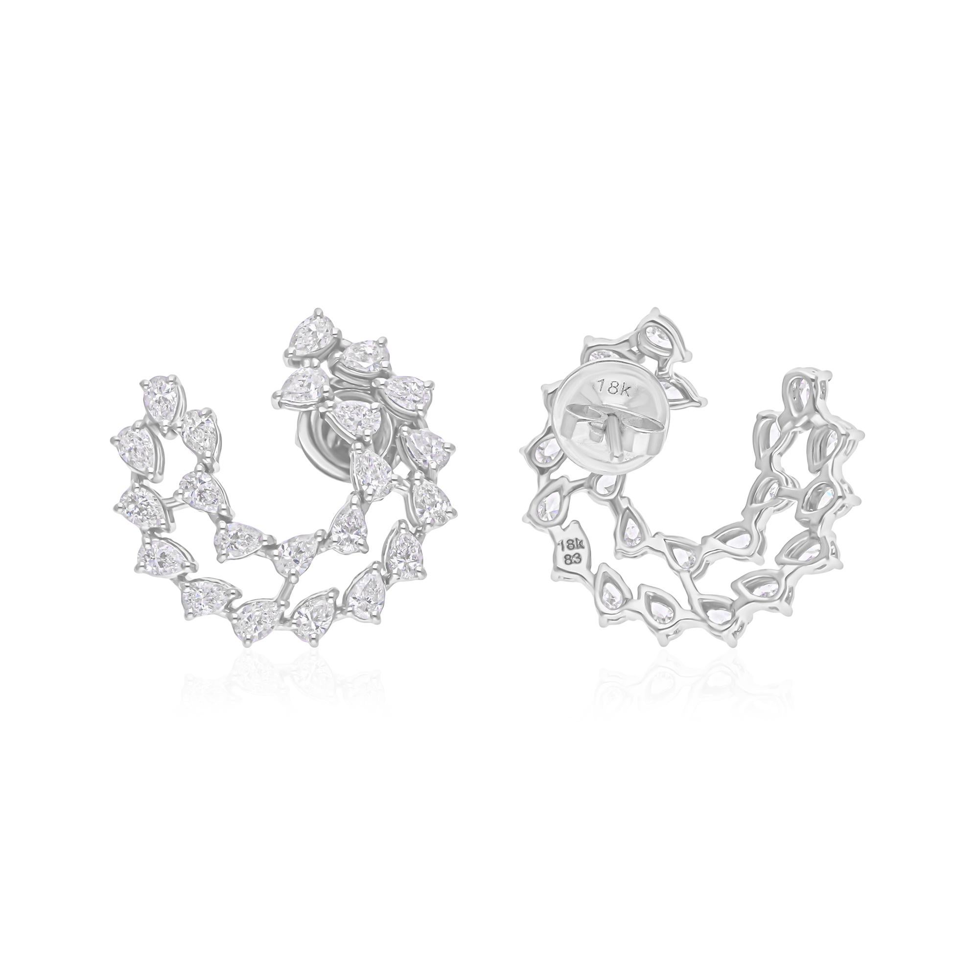Taille poire 2.7Ct Natural Pear Cut Diamond  Stud Earrings 18k White Gold All Tariffs Paid en vente