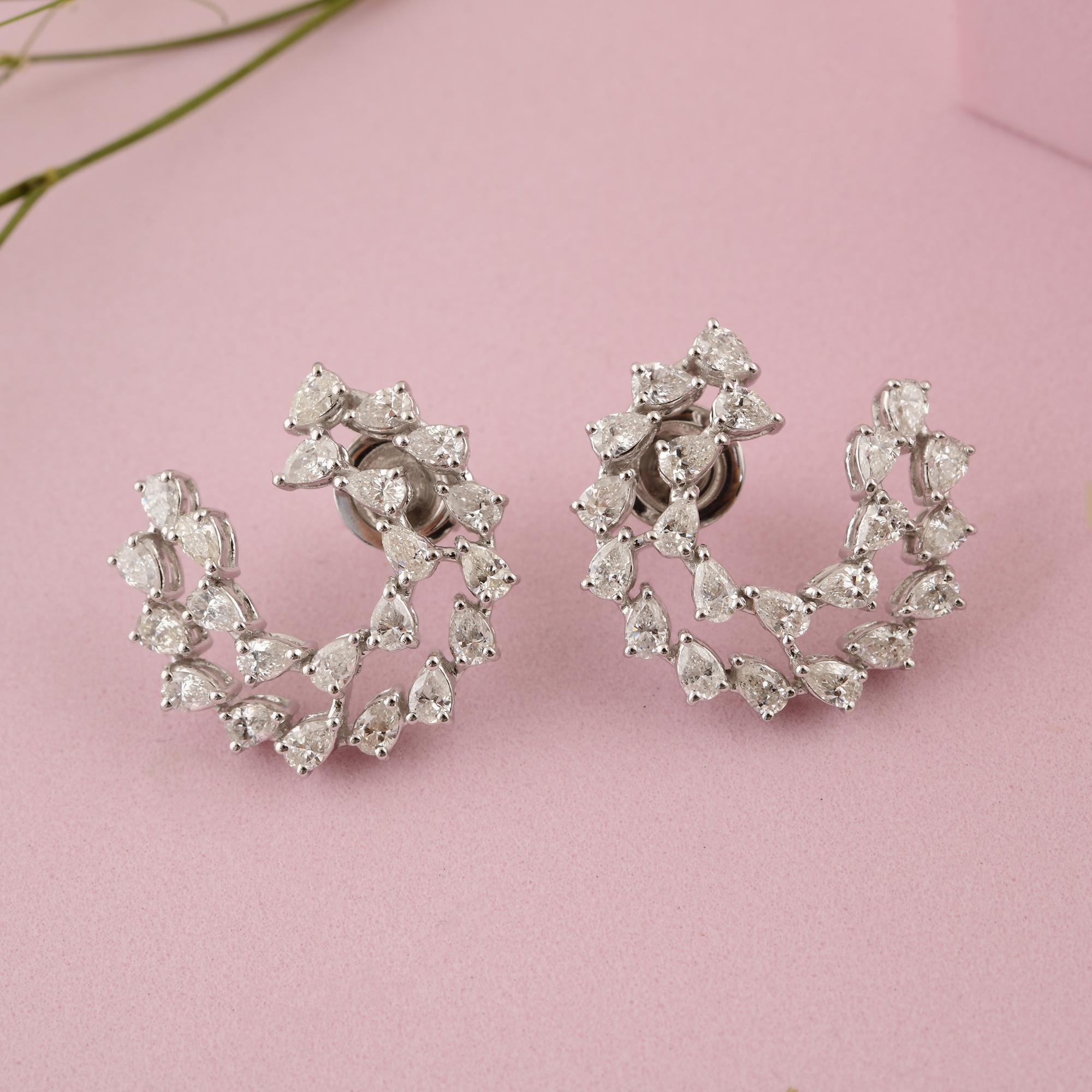 2.7Ct Natural Pear Cut Diamond  Stud Earrings 18k White Gold All Tariffs Paid Pour femmes en vente