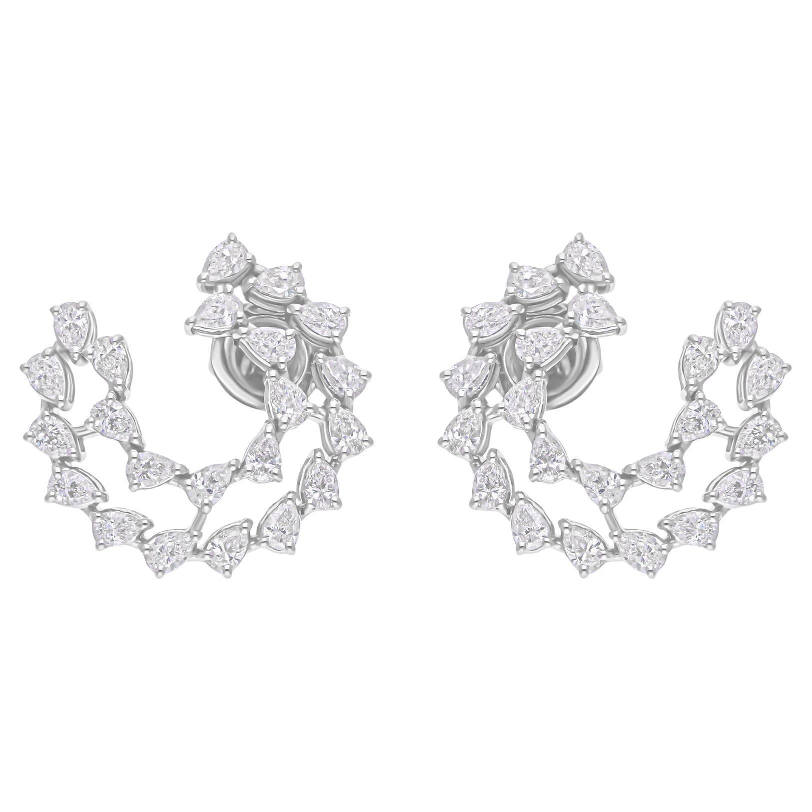2.7Ct Natural Pear Cut Diamond  Stud Earrings 18k White Gold All Tariffs Paid