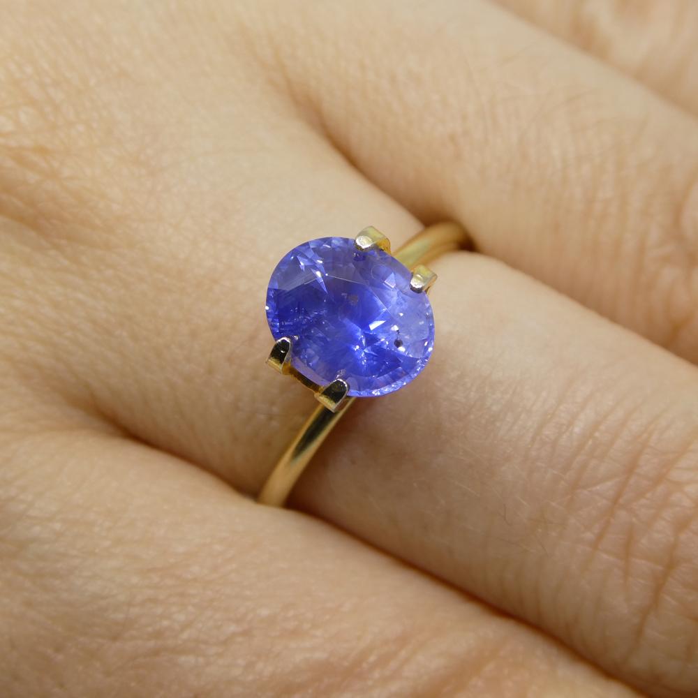 Saphir ovale bleu vif de 2,7 carats, certifié GIA, non chauffé, Sri Lanka