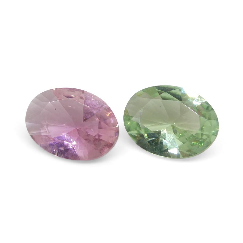 2.7ct Pair Oval Pink/Green Tourmaline from Brazil For Sale 2