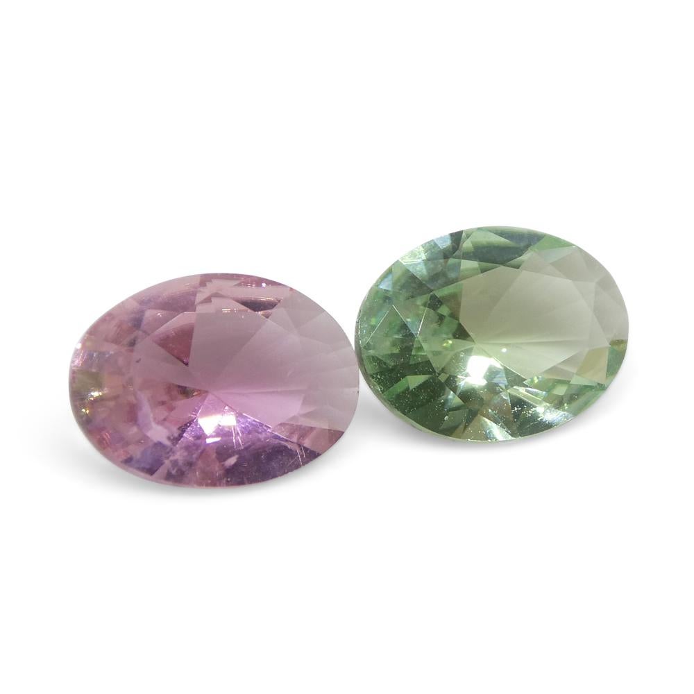 Coppia di tormaline ovali rosa/verdi 2.7ct In condizioni Nuovo in vendita a Toronto, Ontario