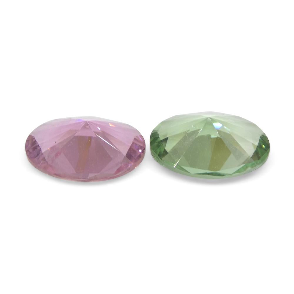 Brilliant Cut 2.7ct Pair Oval Pink/Green Tourmaline from Brazil For Sale
