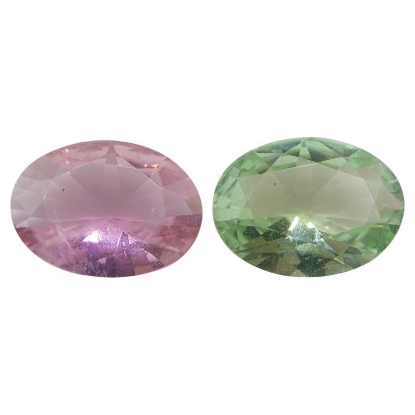 2.7ct Pair Oval Pink/Green Tourmaline from Brazil For Sale