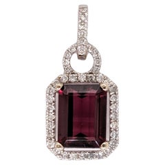 2.7ct Rhodolite Garnet Pendant w Earth Mined Diamonds in Solid 14K Gold EM 9x7mm