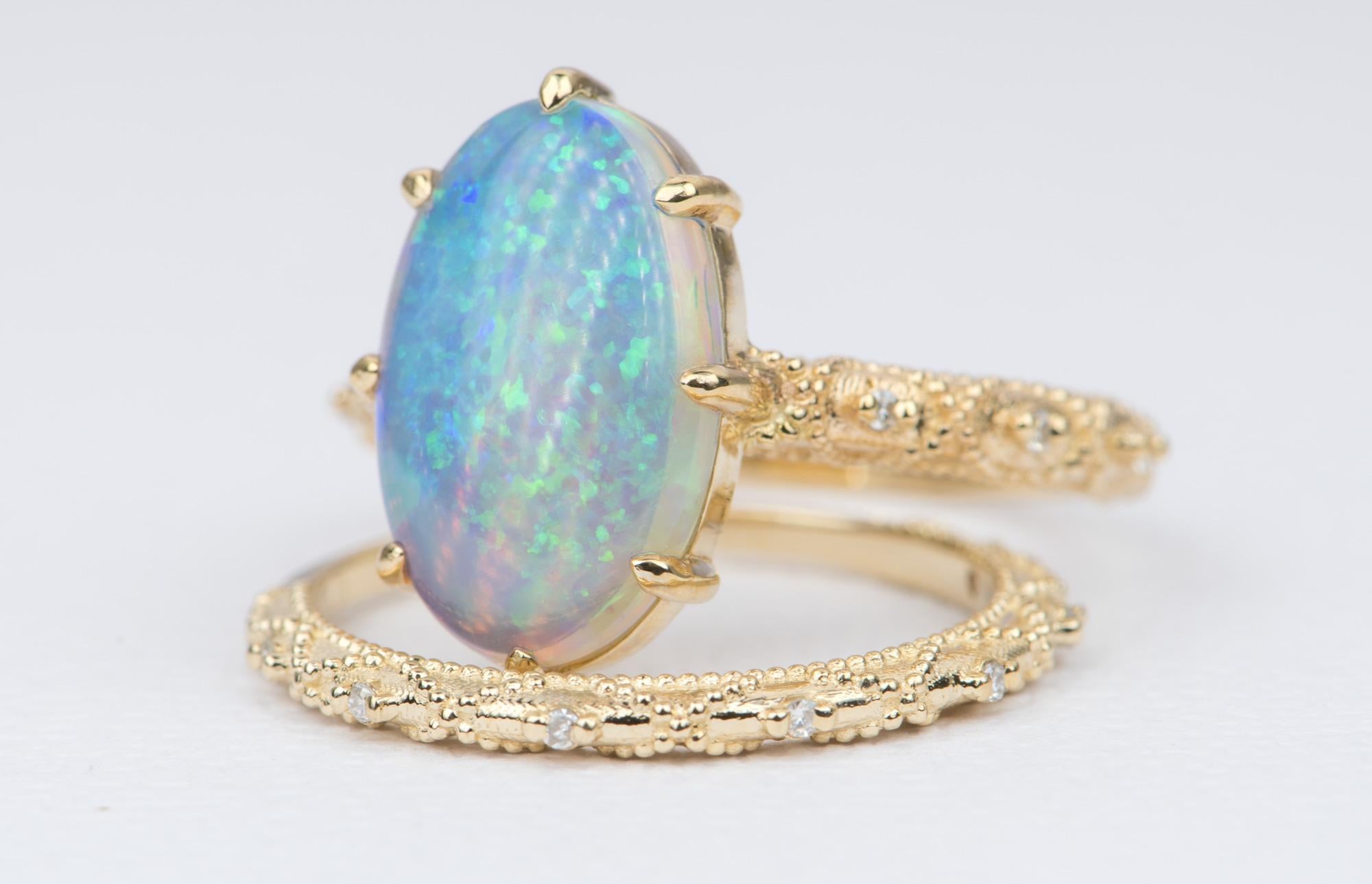opal wedding ring set