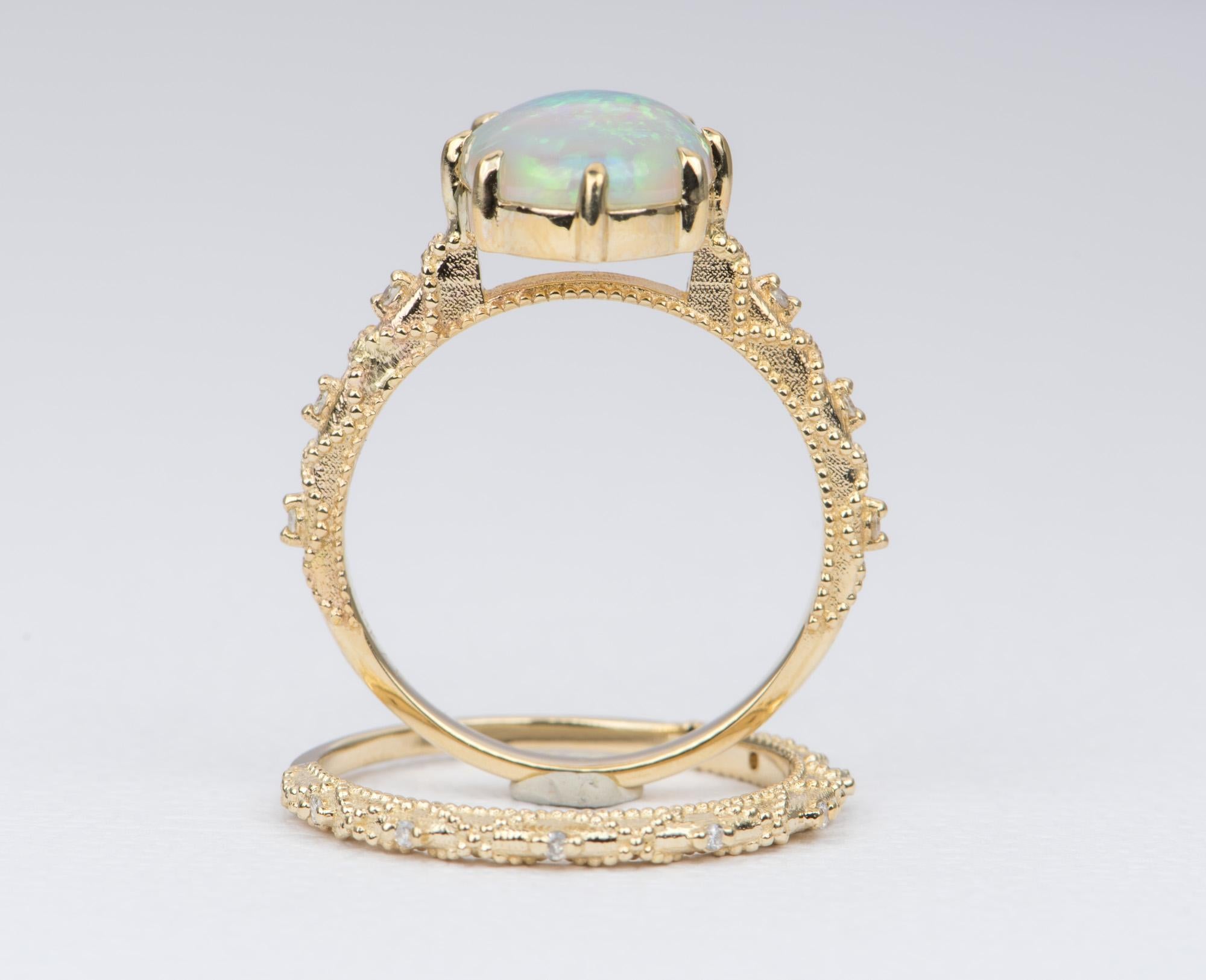 opal wedding ring sets