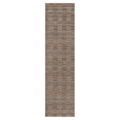 Tapis de passage en polyester à motif quadrillé moderne, tissé à la main, couleur « Beaver Brown », 2'7" x 10'