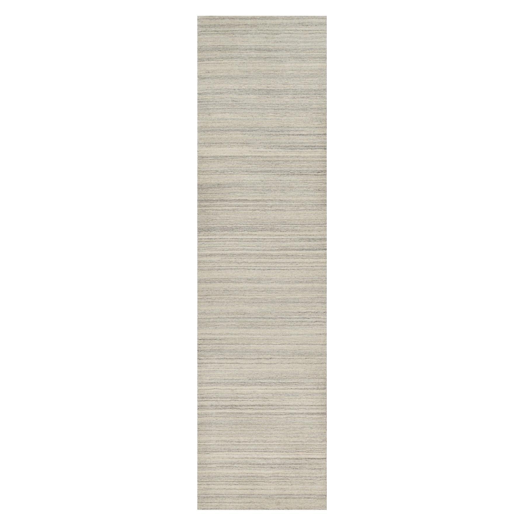 2'7 "x10' Tapis de course beige en pure laine non teintée, uni et au design moderne, tissé à la main
