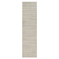 2'7"x10' Beige Hand Loomed Plain Modern Design Undyed Pure Wool Runner Rug