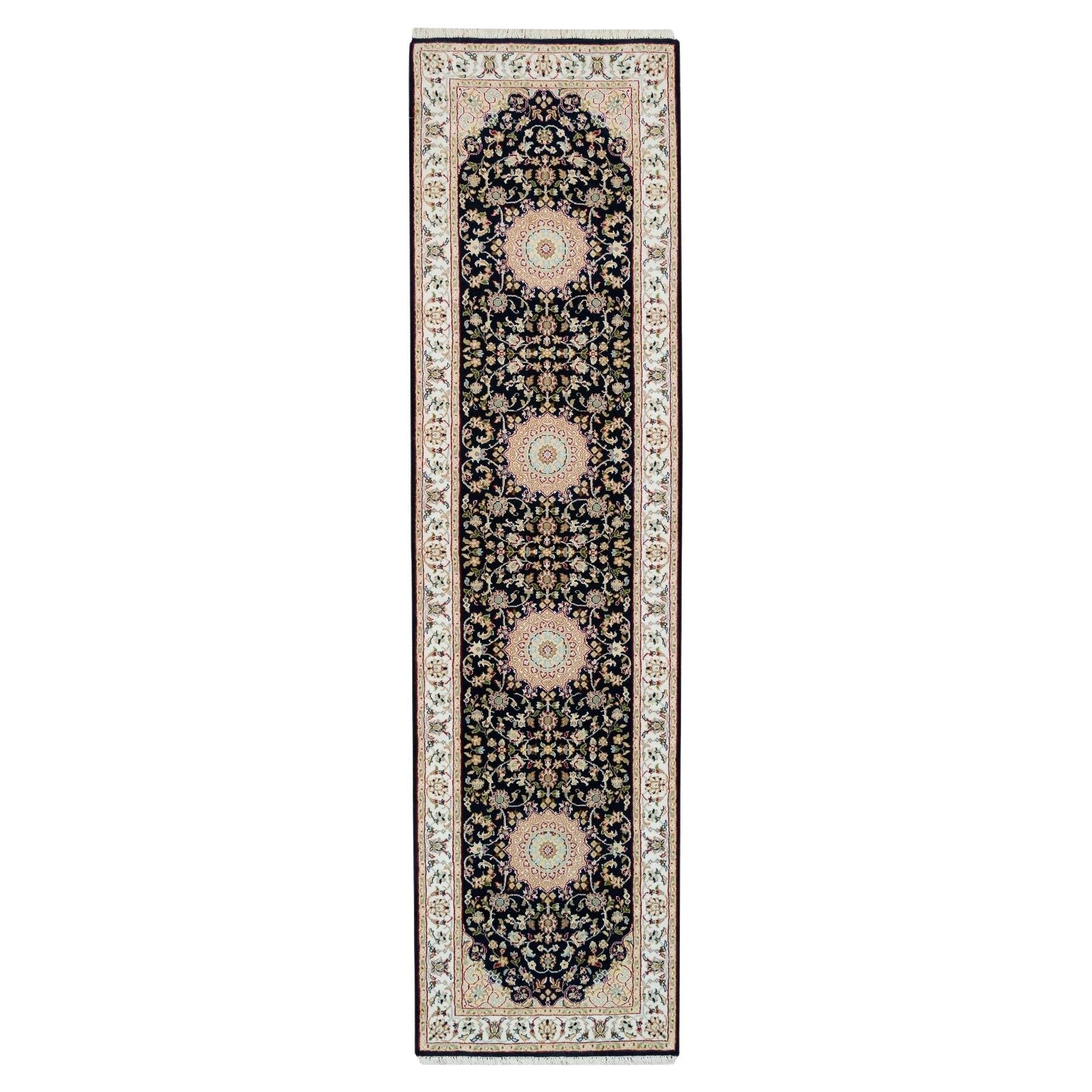 2
7"x10
Blue, Nain Design, 250 KPSI, Soft Wool Hand Knotted Runner Rug