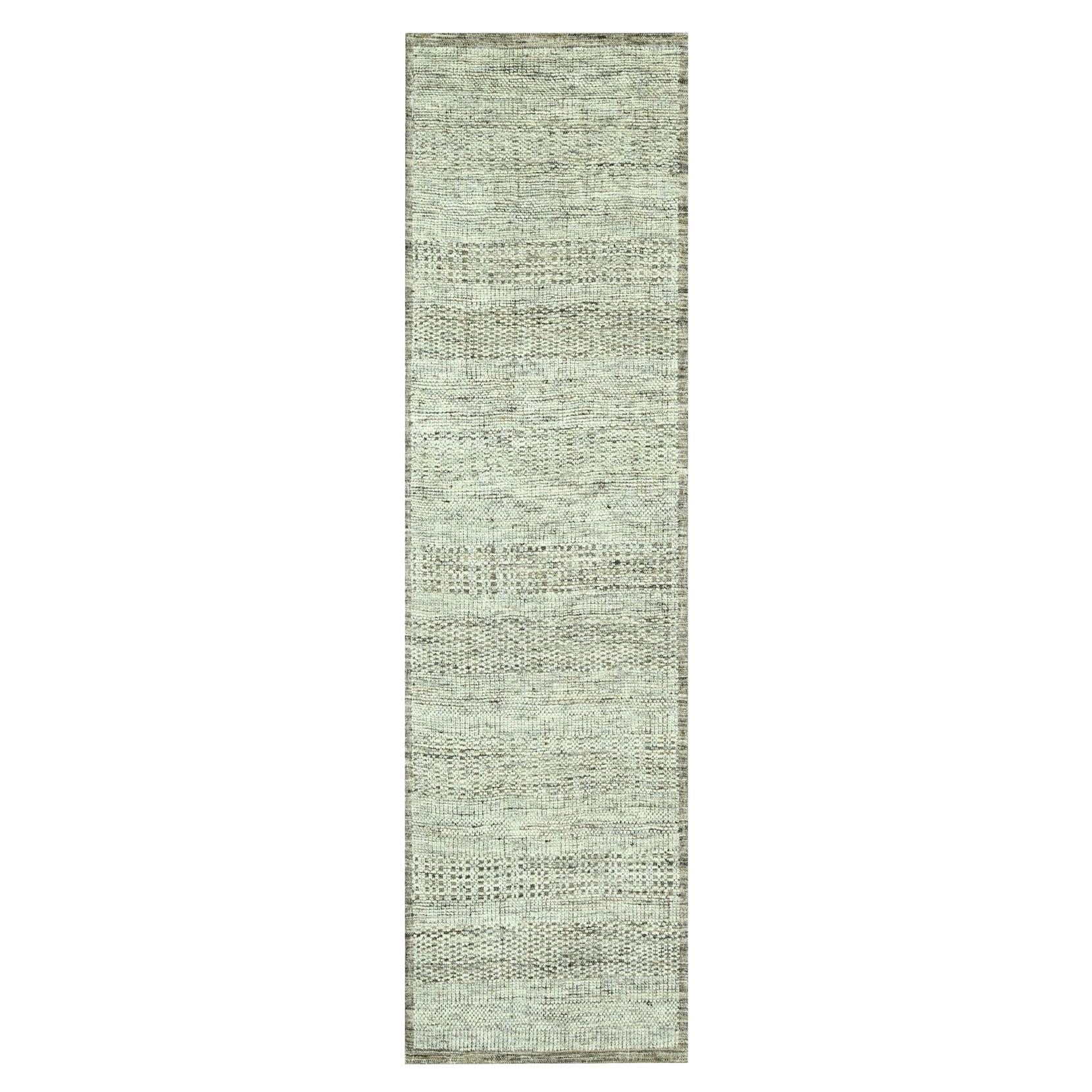2'7 "x10' Marrone Lana Annodata a Mano Distressed & Oxidized Grass Design Runner Rugs