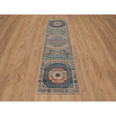 2'7"x10' Brown Mamluk Design Hand Knotted Textured Wool and Silk Runner Rug
