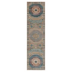 2
7 "x10
 Braun Mamluke Design Handgeknüpft Texturierte Wolle und Seide Läufer Teppich