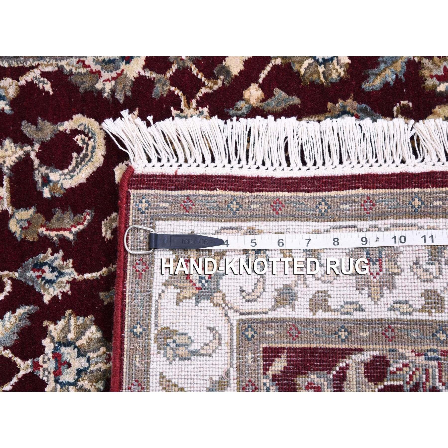 XXI secolo e contemporaneo Tappeto Runner Rajasthan rosso bordeaux in lana e seta annodato a mano 2'7 
