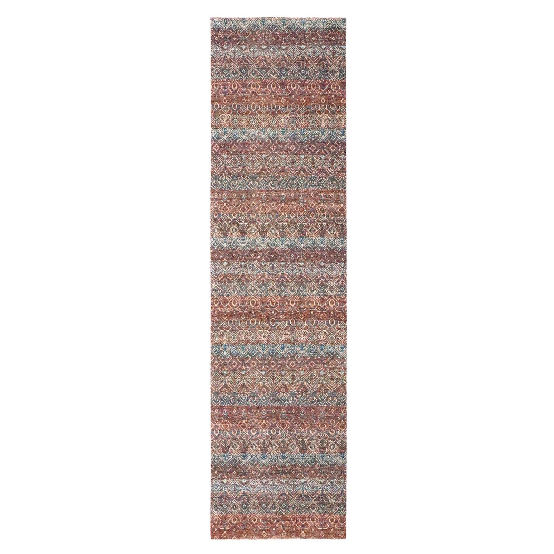 Alfombra oriental de lana anudada a mano con diseño Kohinoor Herat, rojo chili, 2'7 "x10