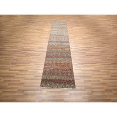 2'7"x10' Chili Red Kohinoor Herat Diamond Pattern Hand Knotted Wool Runner Rug