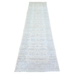 2
7 "x10
Daisy White Wool Hand geknüpft Washed Out Läufer Peshawar Oriental Rug