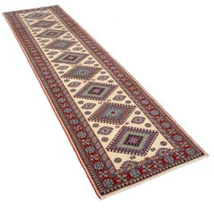 2.7x10 ft Handmade Wool Runner Rug for Kitchen and Corridor. Hallway Runner Rug