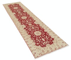 2.7x10 ft Rot Läufer Teppich für Küche, Korridor. Floraler handgeknüpfter Flurteppich
