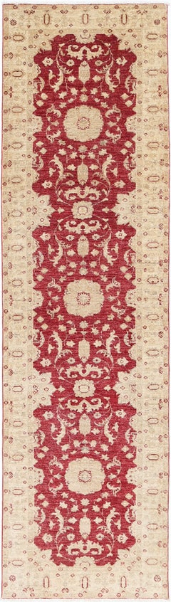 2.7x10 ft Rot Läufer Teppich für Küche, Korridor. Floraler handgeknüpfter Flurteppich