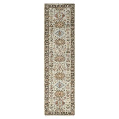 2
7"x10
 Goose Gray, Karajeh Design, Pure Wool, Hand Knotted Runner Rug