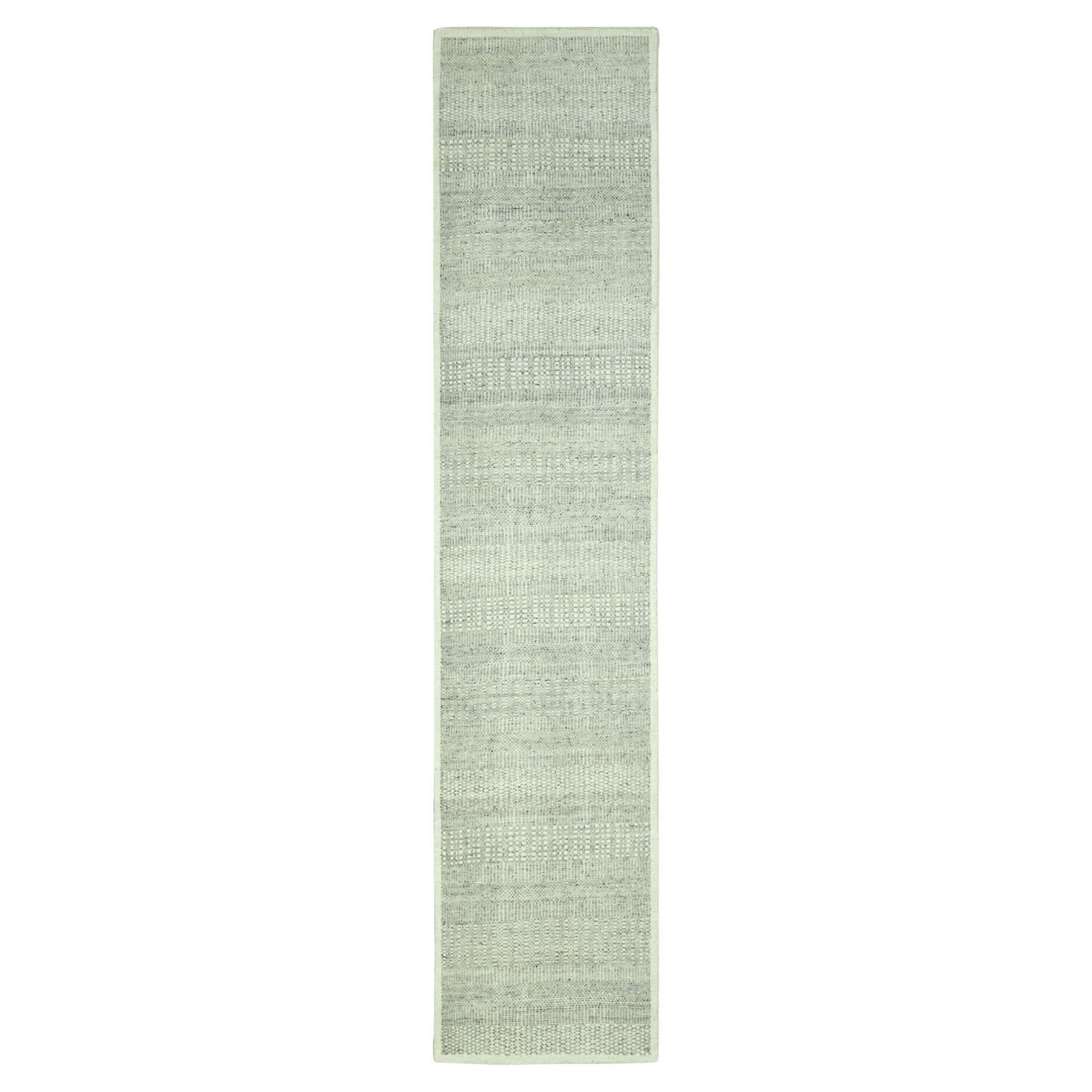 2
7"x10
Gray Oxidized and Distressed Grass Design Hand Knotted Wool Runner Rug