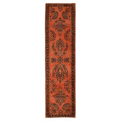 2'7"x10' Red Antique Persian Sarouk Mohajeren Clean Wool Hand Knotted Runner Rug