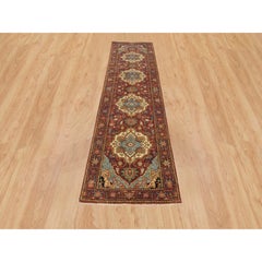 2'7 "x10' Tapis d'Orienal rouge noué à la main en laine fine Heriz Re-Creation Soft Runner