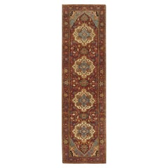 2'7"x10' Red Hand Knotted Fine Heriz Re-Creation Soft Wool Runner Orienal Rug