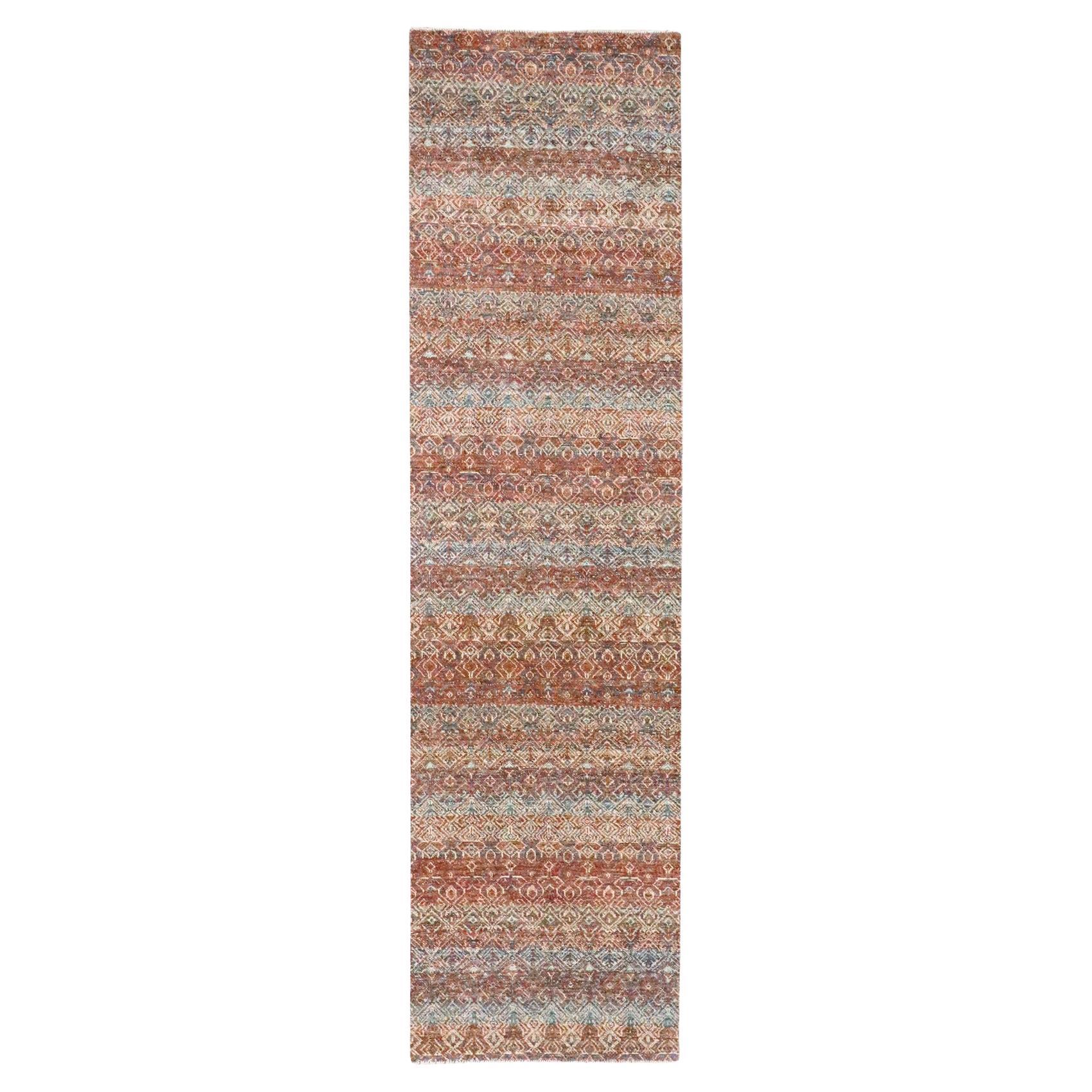 2'7 "x10' Rot Kohinoor Herat Geometrisches Muster Handgeknüpft Weiche Wolle Läufer Teppich