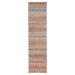 2'7 "x10' Rostrot Geometrisches sich wiederholendes Muster Handgeknüpfter Läufer aus Wolle