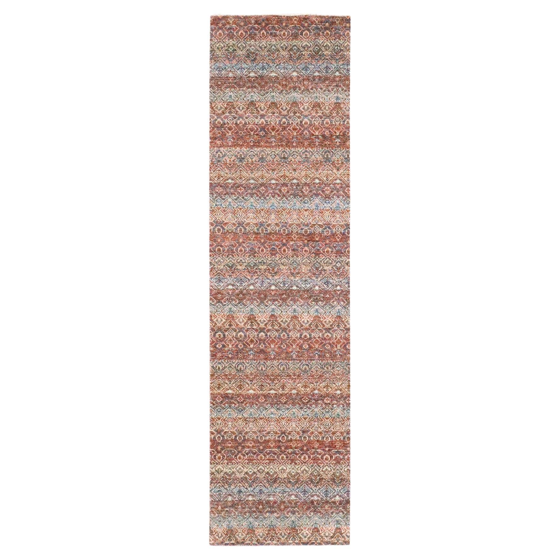 2'7"x10' Rust Red Soft Wool Kohinoor Herat Design Hand Knotted Runner Rug