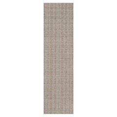 2'7"x10' Tan Brown Vertical Stripes Design Hand Loomed Natural Wool Runner Rug