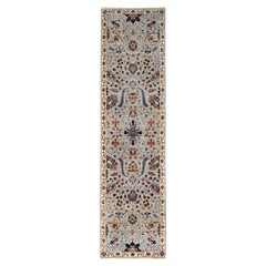 2'7 "x10' Vert teinté Pure Laine Mamluke Dynasty Tapis de course 200 KPSI noué à la main