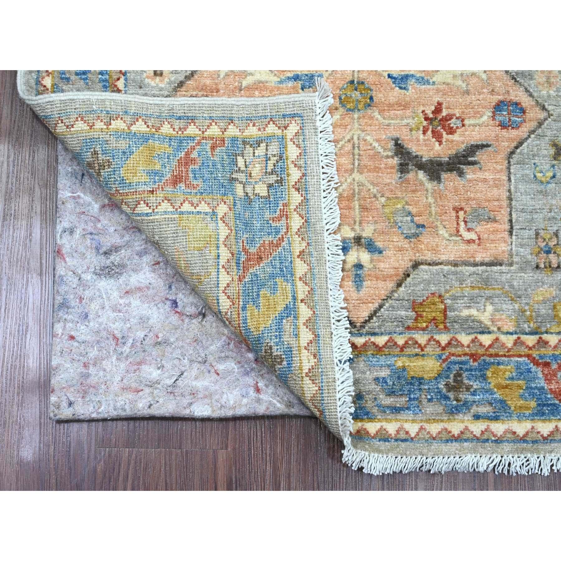 Misty Gray, Aryana Grade, Afghan Peshawar with Caucasian Akstafa Design, High Mountain Wool, Hand Knotted, Runner, Oriental Rug
Primary materials: Wool
Latex: No Pile 
height: 0.25 Inches
Style: Transitional
Primary color: Grey
Secondary colors:
