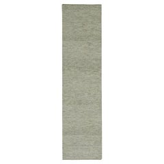 2'7"x10'1" Incredible White Hand Knotted Modern Grass Wool Runner Oriental Rug