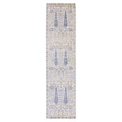 2'7"x10'1" Purple Cypress Tree Design Silk Textured Wool Hand Knotted Runner Rug
