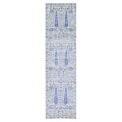 2'7 "x10'1" Tapis noué à la main en soie avec laine texturée Willow & Cypress Tree Design