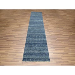 2'7"x10'2" Blue Kohinoor Herat Repetitive Design Hand Knotted Wool Runner Rug